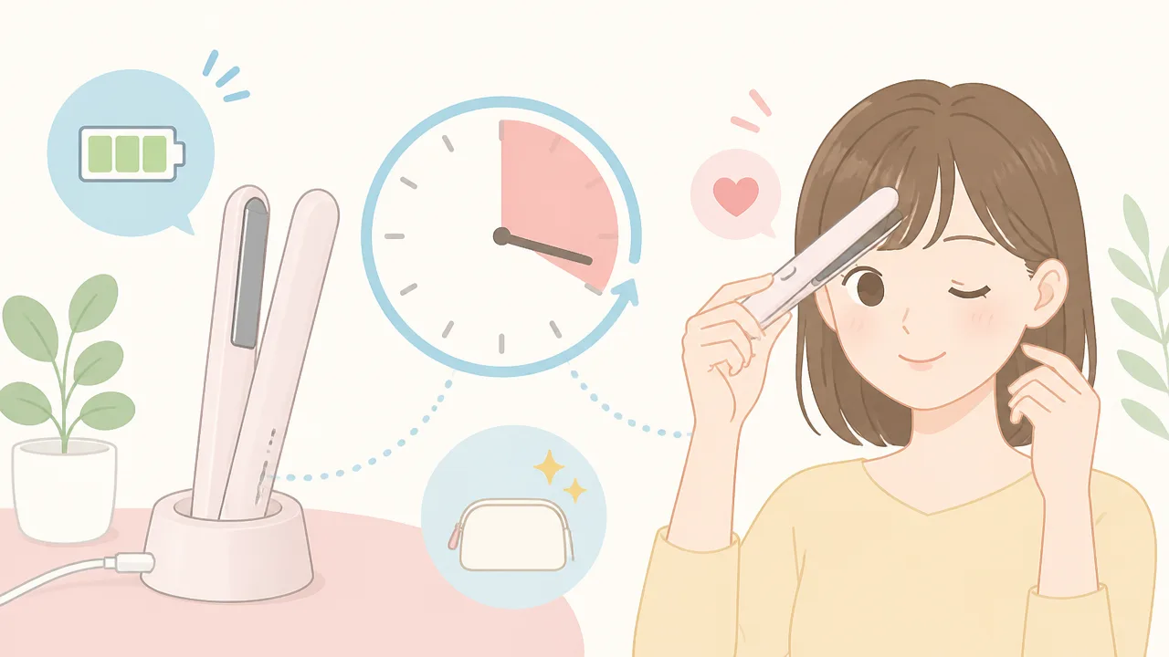 コイズミのヘアアイロンは充電持ち何分？前髪のお直しに使えるか解説